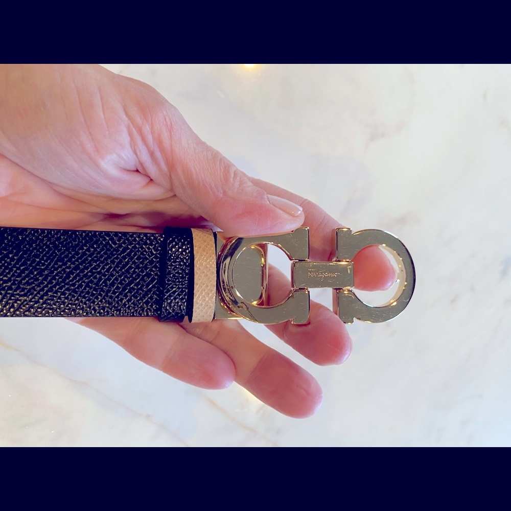 Ferragamo Double Gancini Reversible Leather Belt